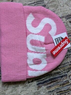 Supreme Big Logo Beanie Pink FW24 NWT